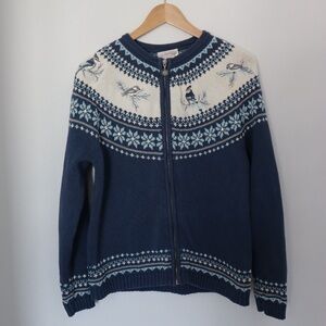 Vintage Northern Reflections bluejay embroidered sweater 100% cotton
